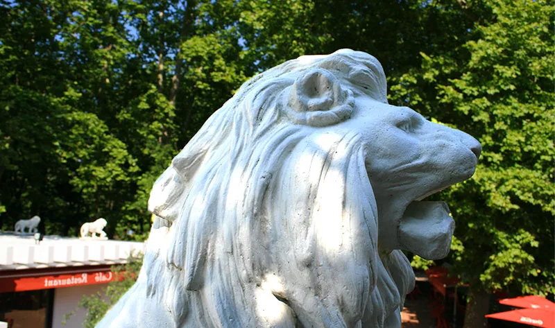 Sculpture de lion évoquant le Parc de la Tête d’Or